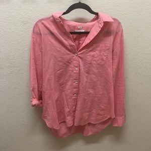 Ann Taylor LOFT Pink Floral Pattern Button Down